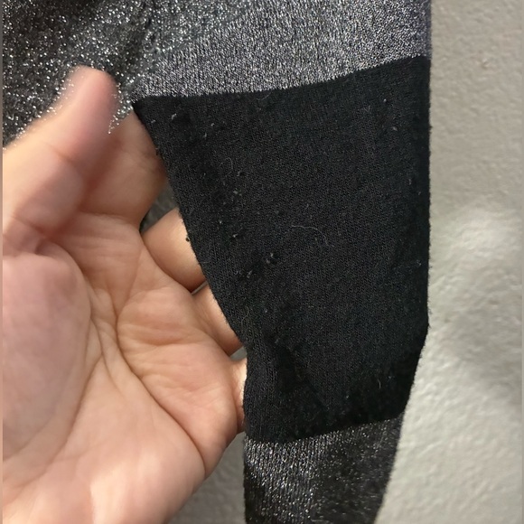 BeBe Striped Black And Grey Metallic Long Sleeve Bodycon Sweater Dress - Picture 7 of 10